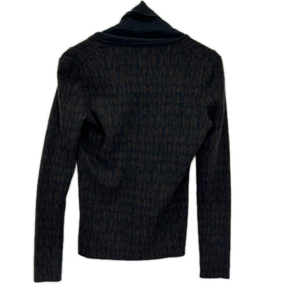 Hermes Brown Black Cashmere 100 H Logo Neck Switch High Knit Sweater XS — view 2