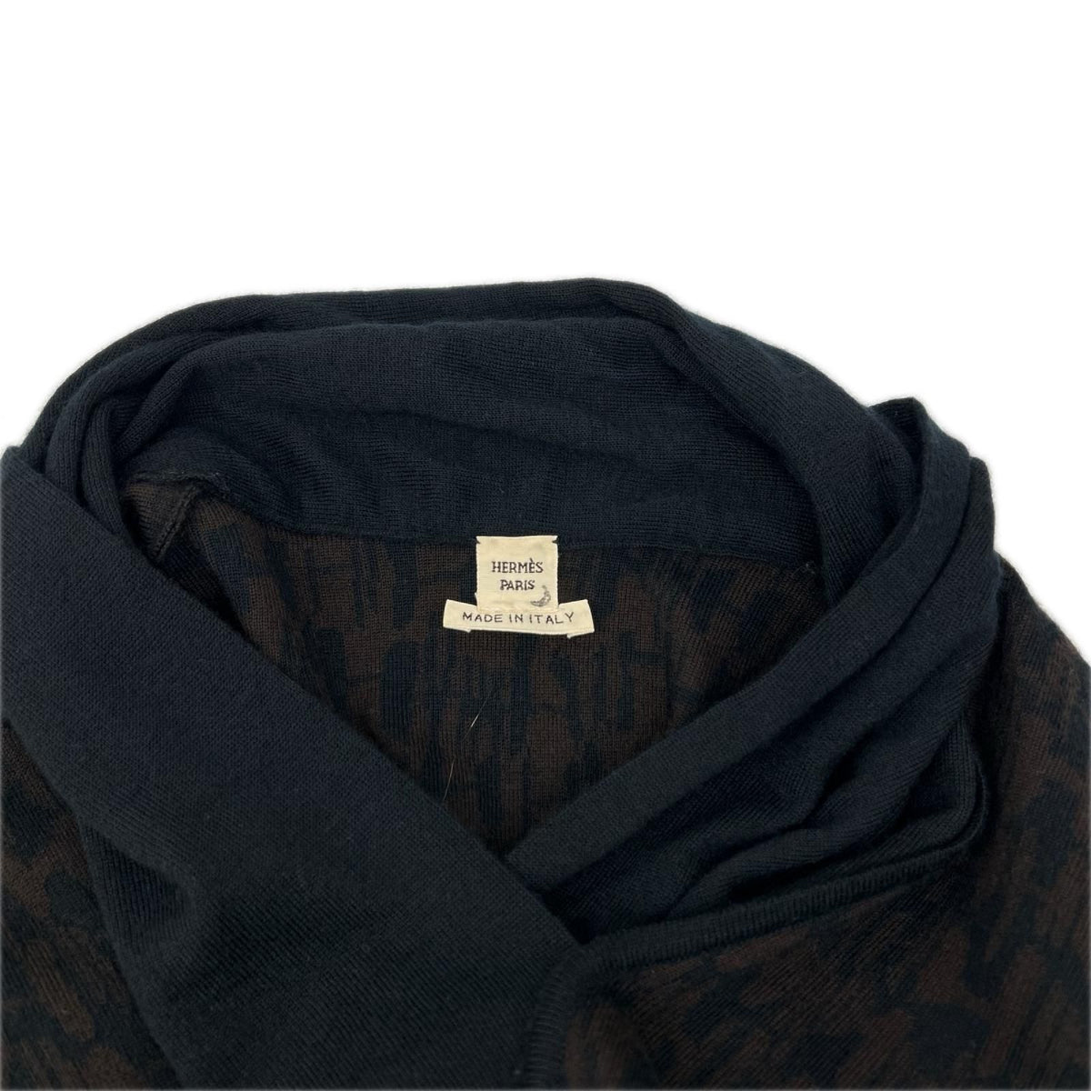 Hermes Brown Black Cashmere 100 H Logo Neck Switch High Knit Sweater XS — view 3
