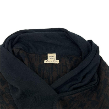 Hermes Brown Black Cashmere 100 H Logo Neck Switch High Knit Sweater XS — view 3