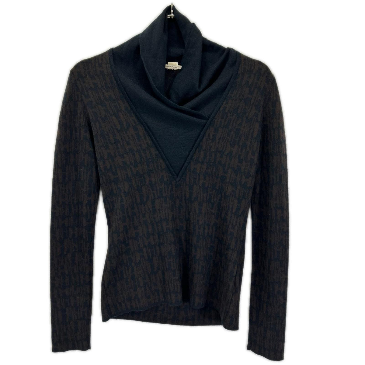 Hermes Brown Black Cashmere 100 H Logo Neck Switch High Knit Sweater XS