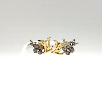 Louis Vuitton LV Glam Metal Rhinestone Clear Gold Silver Earrings