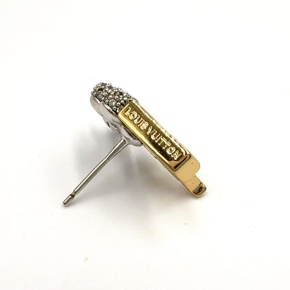 Louis Vuitton LV Glam Metal Rhinestone Clear Gold Silver Earrings — view 3