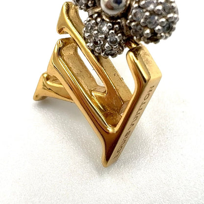 Louis Vuitton LV Glam Metal Rhinestone Clear Gold Silver Earrings — view 6
