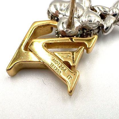 Louis Vuitton LV Glam Metal Rhinestone Clear Gold Silver Earrings — view 7