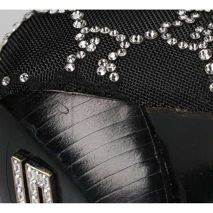 Gucci GG Crystal Black Mesh Motif Ankle Boots Monogram — view 7