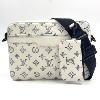 Louis Vuitton Trio Messenger Leather White Shoulder Bag Black