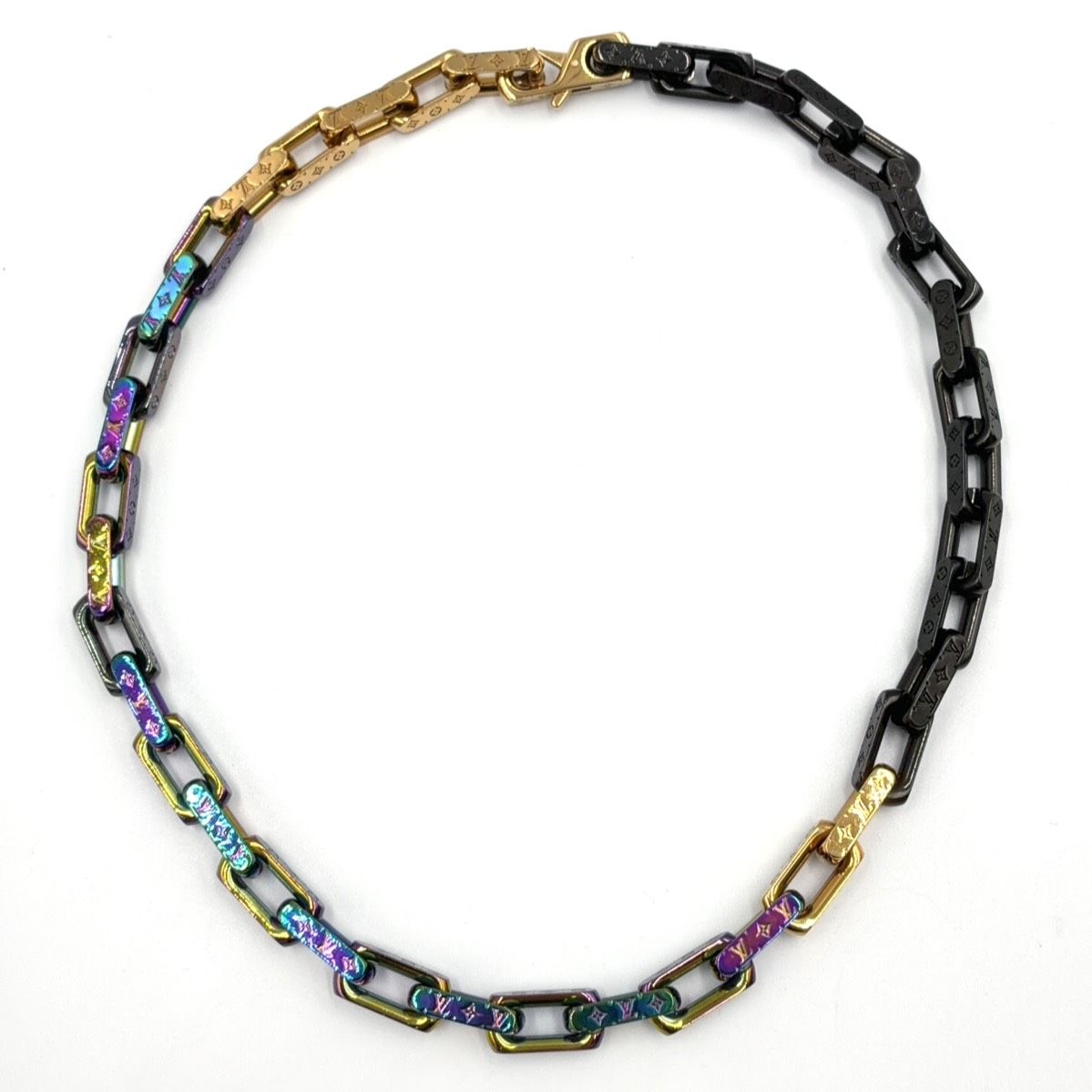 Louis Vuitton Collier Monogram Rainbow Metal Gold Black Multicolor Chain — view 2