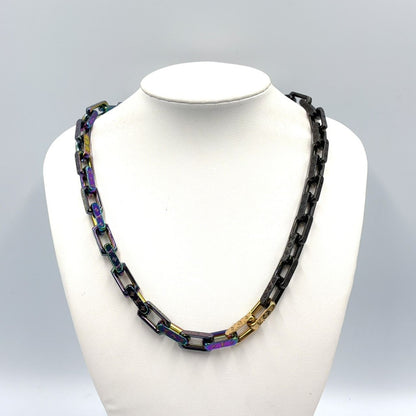 Louis Vuitton Collier Monogram Rainbow Metal Gold Black Multicolor Chain — view 7