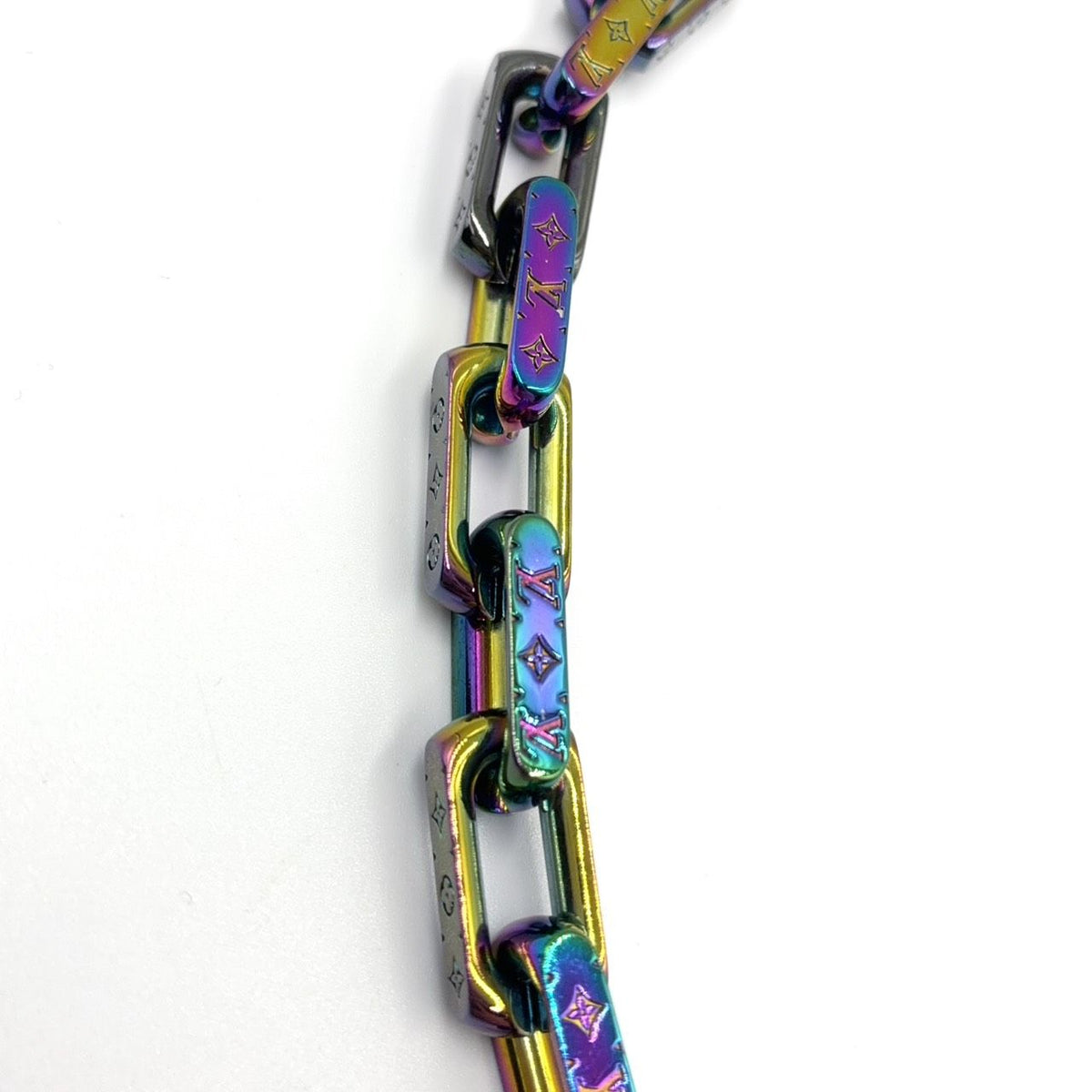 Louis Vuitton Collier Monogram Rainbow Metal Gold Black Multicolor Chain — view 5