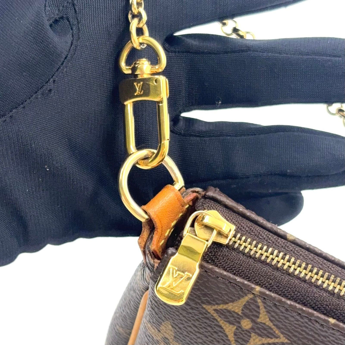 Louis Vuitton Monogram Leather Brown Light Shoulder Bag Gold — view 8