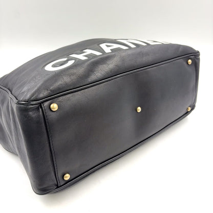 Chanel Camellia Logo Lambskin Black Tote Bag Gold — view 5