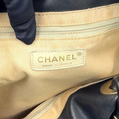 Chanel Camellia Logo Lambskin Black Tote Bag Gold — view 4