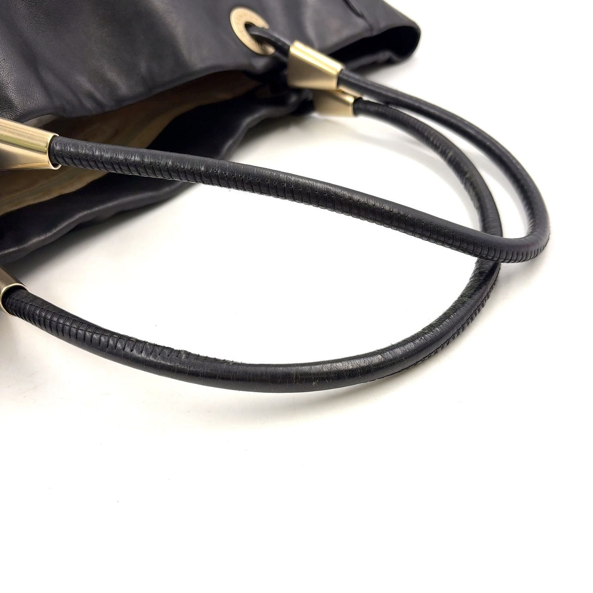 Chanel Camellia Logo Lambskin Black Tote Bag Gold — view 8