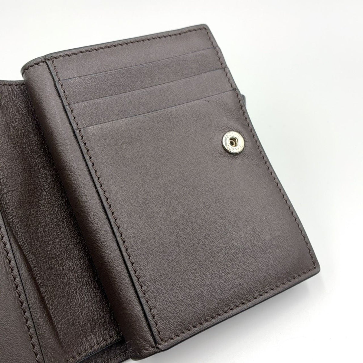Loewe Futurist Cat Compact Leather Orange Dark Brown Wallet Silver — view 5