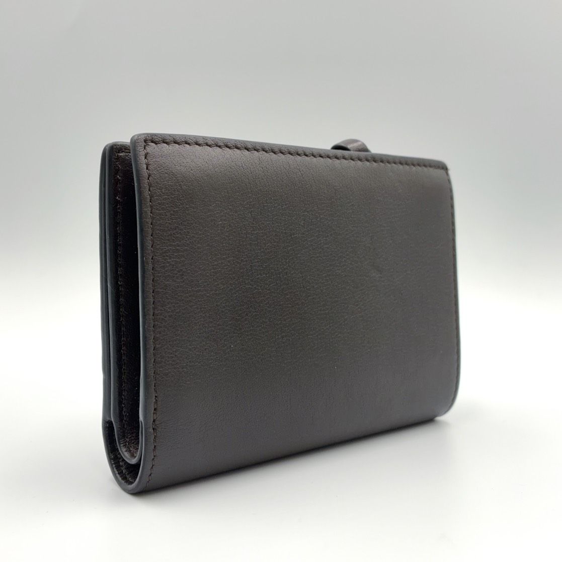 Loewe Futurist Cat Compact Leather Orange Dark Brown Wallet Silver — view 2