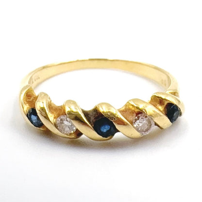 Tiffany & Co Twist Sapphire Diamond 18k Yellow Gold Ring