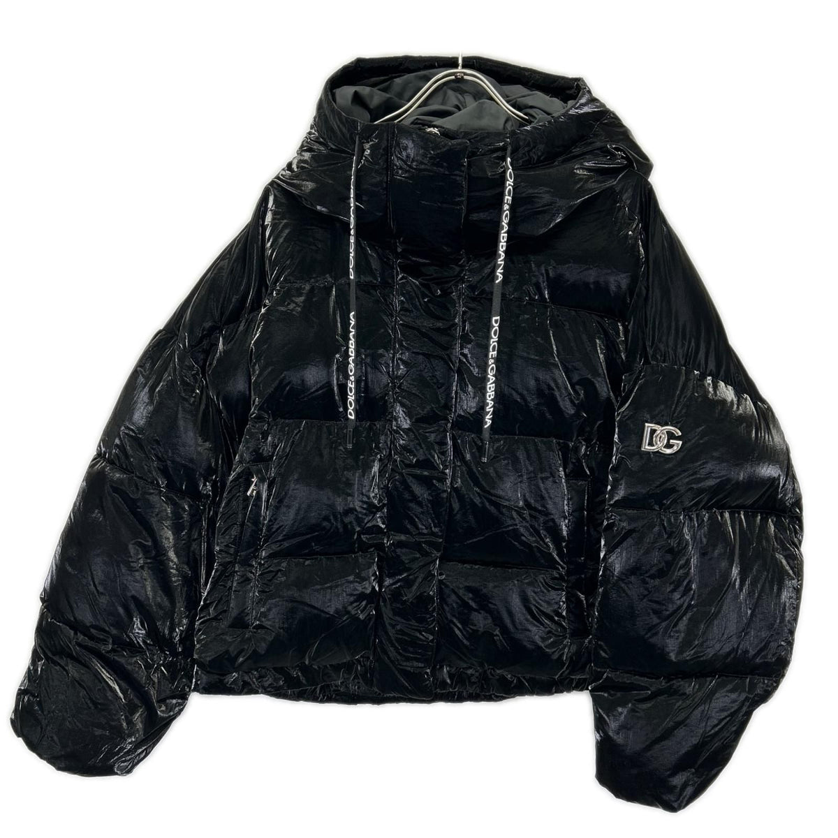 Dolce & Gabbana Black Nylon Coating Sleeve Emblem Down Jacket 38