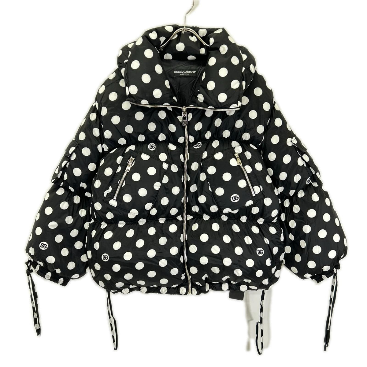 Dolce & Gabbana Polka Dot Full Zip Puffer Down Jacket 38