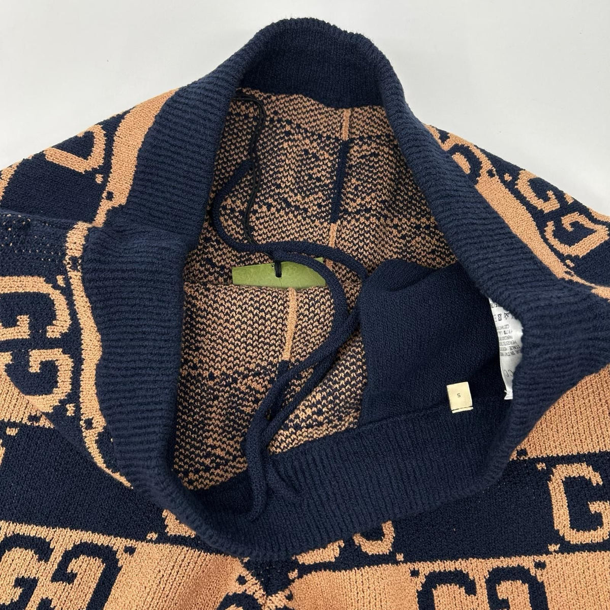 Gucci Brown Navy GG Cotton Jacquard Knit Shorts — view 8