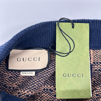 Gucci Brown Navy GG Cotton Jacquard Knit Shorts — view 3