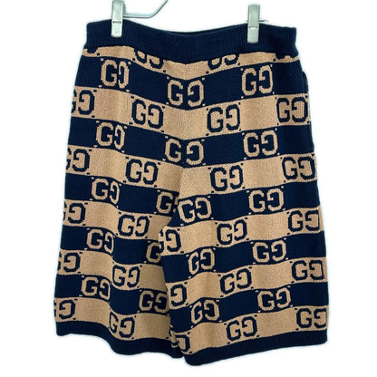 Gucci Brown Navy GG Cotton Jacquard Knit Shorts — view 2
