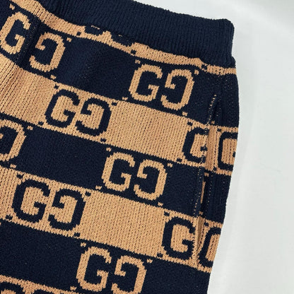 Gucci Brown Navy GG Cotton Jacquard Knit Shorts — view 7