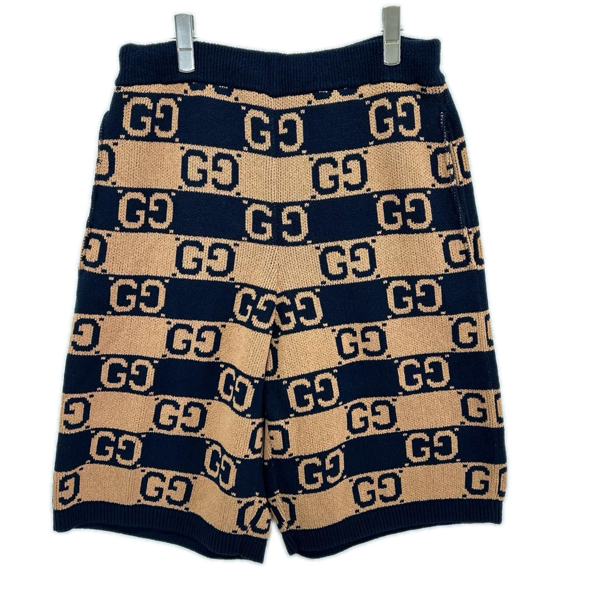 Gucci Brown Navy GG Cotton Jacquard Knit Shorts