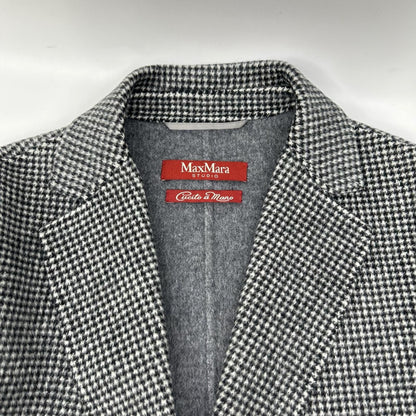 Max Mara Maxmara Studio Cucito Amano Mano Gray Virgin Wool Houndstooth Tailored — view 7