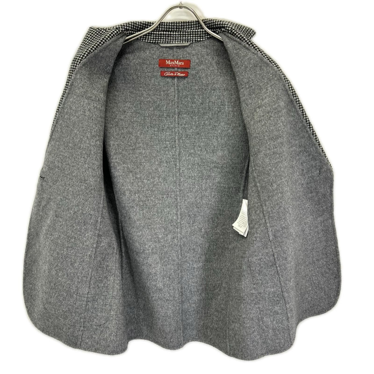 Max Mara Maxmara Studio Cucito Amano Mano Gray Virgin Wool Houndstooth Tailored — view 3