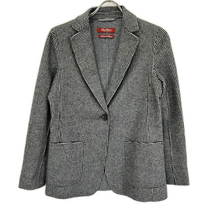 Max Mara Maxmara Studio Cucito Amano Mano Gray Virgin Wool Houndstooth Tailored