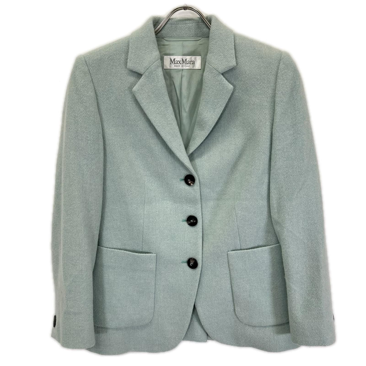 Max Mara Pale Blue Cashmere 100 Center Vent Single Tailored Jacket 38