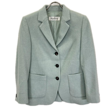 Max Mara Pale Blue Cashmere 100 Center Vent Single Tailored Jacket 38