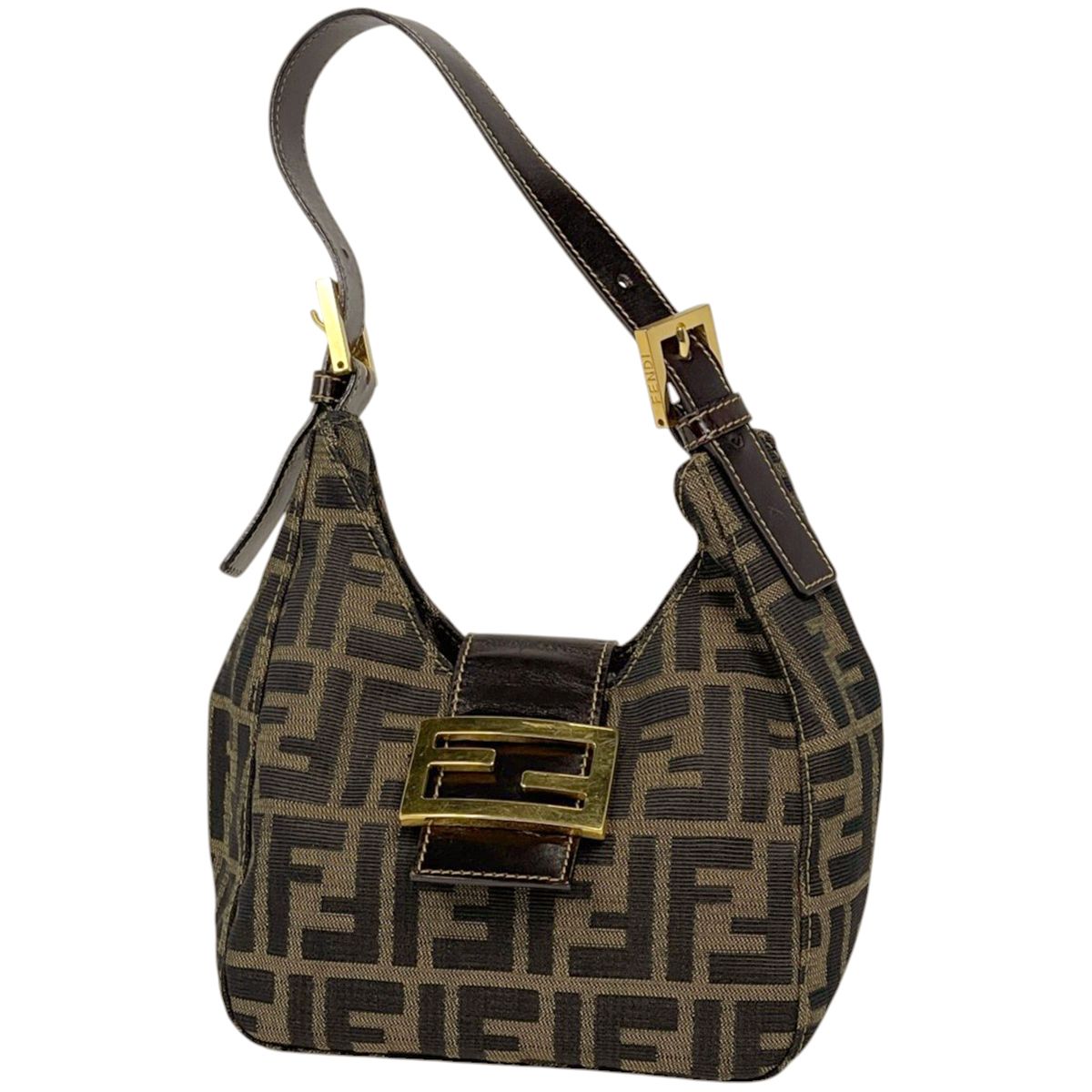 Fendi Handbag Zucca Pattern Canvas Brown