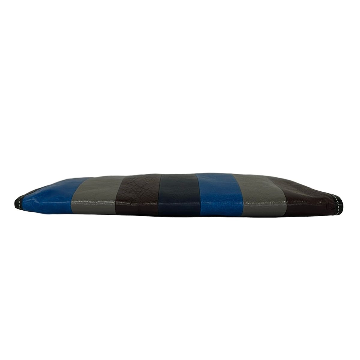 Balenciaga Clutch Bazaar Pouch Brown Gray Blue Multi Stripe Leather — view 5