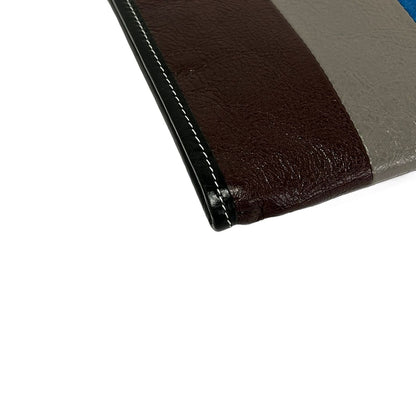 Balenciaga Clutch Bazaar Pouch Brown Gray Blue Multi Stripe Leather — view 6