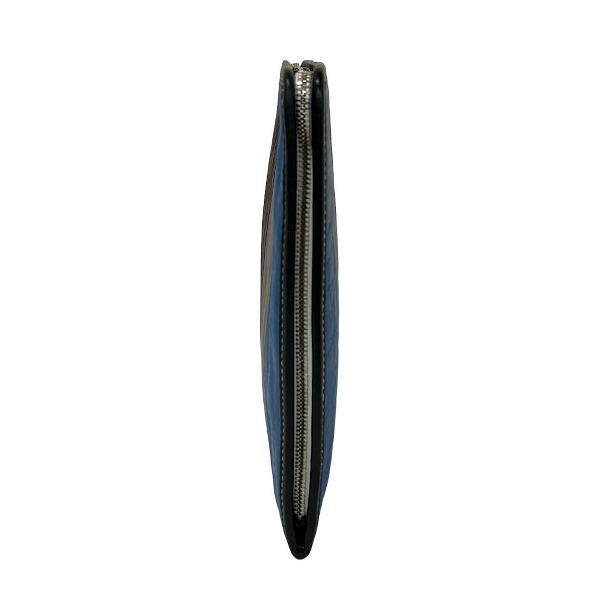 Balenciaga Clutch Bazaar Pouch Brown Gray Blue Multi Stripe Leather — view 2