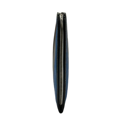 Balenciaga Clutch Bazaar Pouch Brown Gray Blue Multi Stripe Leather — view 2