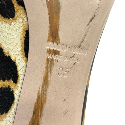 Miu Miu Pumps Dark Brown Light Clear Leopard Print Rhinestone Leather Heels — view 6