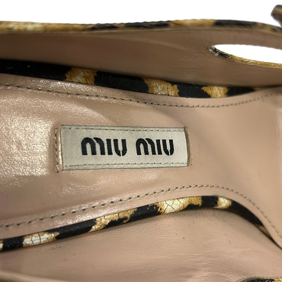 Miu Miu Pumps Dark Brown Light Clear Leopard Print Rhinestone Leather Heels — view 5