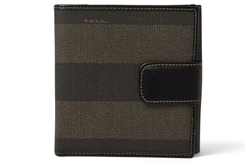 Fendi Wallet Pecan Pattern Bifold Vintage Black Gray