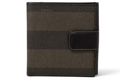 Fendi Wallet Pecan Pattern Bifold Vintage Black Gray