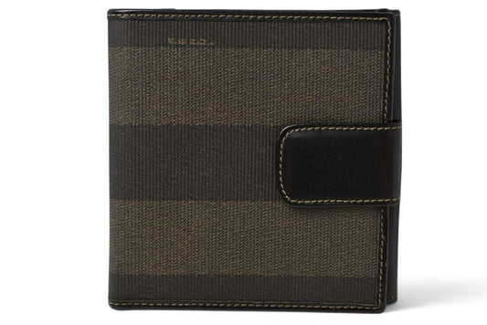 Fendi Wallet Pecan Pattern Bifold Vintage Black Gray
