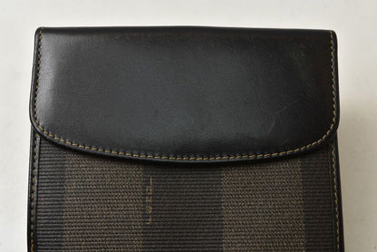 Fendi Wallet Pecan Pattern Bifold Vintage Black Gray — view 2