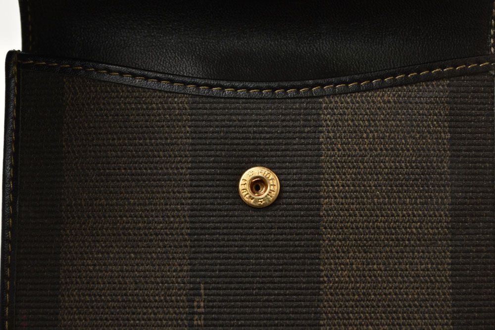 Fendi Wallet Pecan Pattern Bifold Vintage Black Gray — view 7