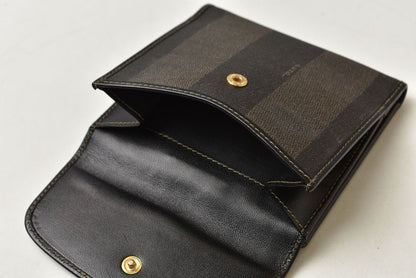 Fendi Wallet Pecan Pattern Bifold Vintage Black Gray — view 6