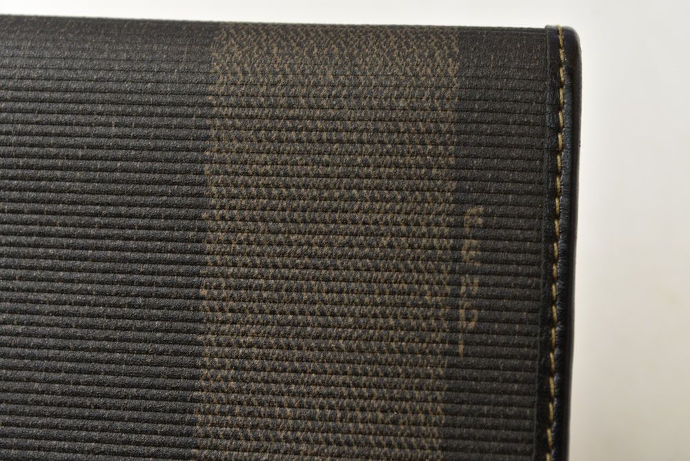 Fendi Wallet Pecan Pattern Bifold Vintage Black Gray — view 8