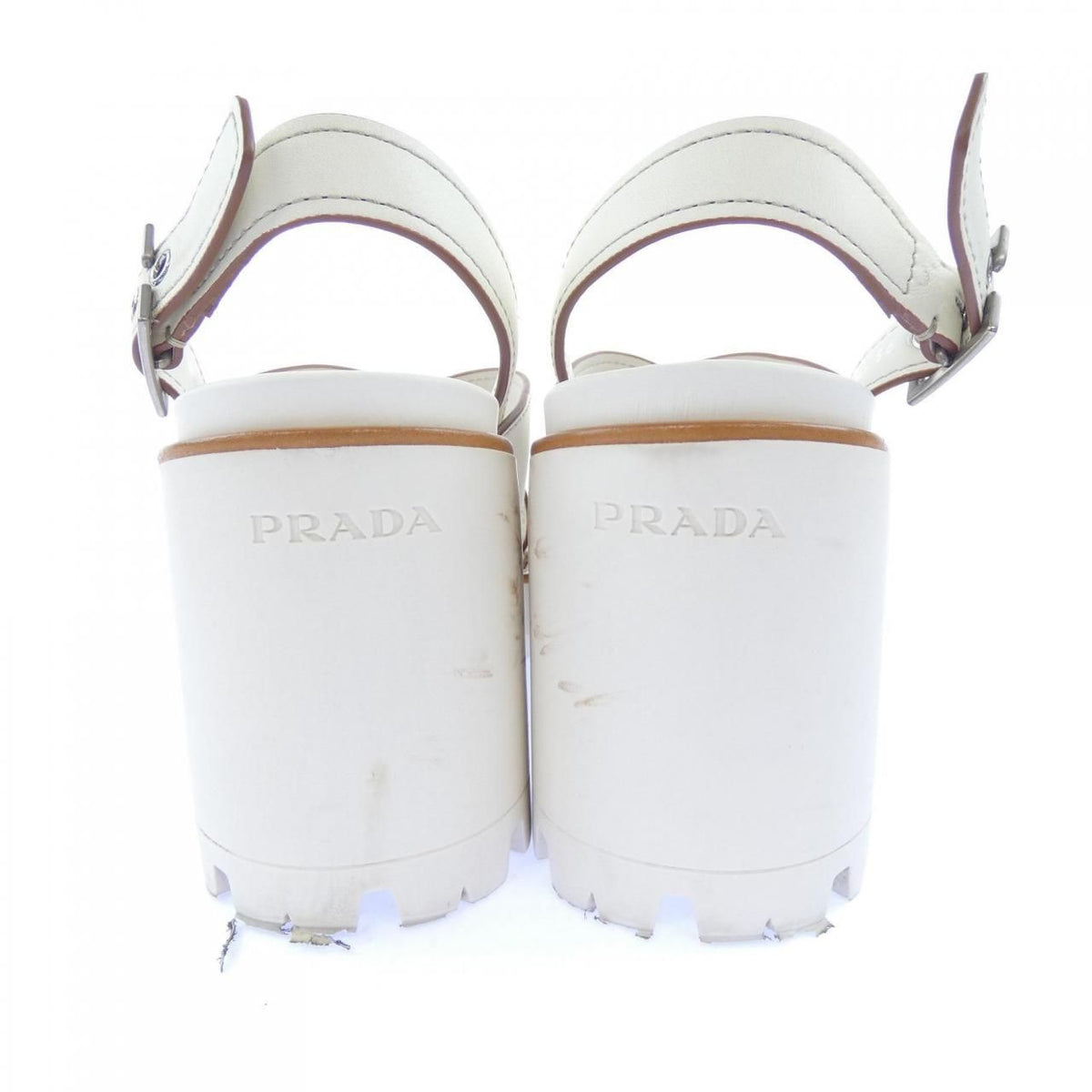 Prada Cross Leather Platform Sandals — view 5