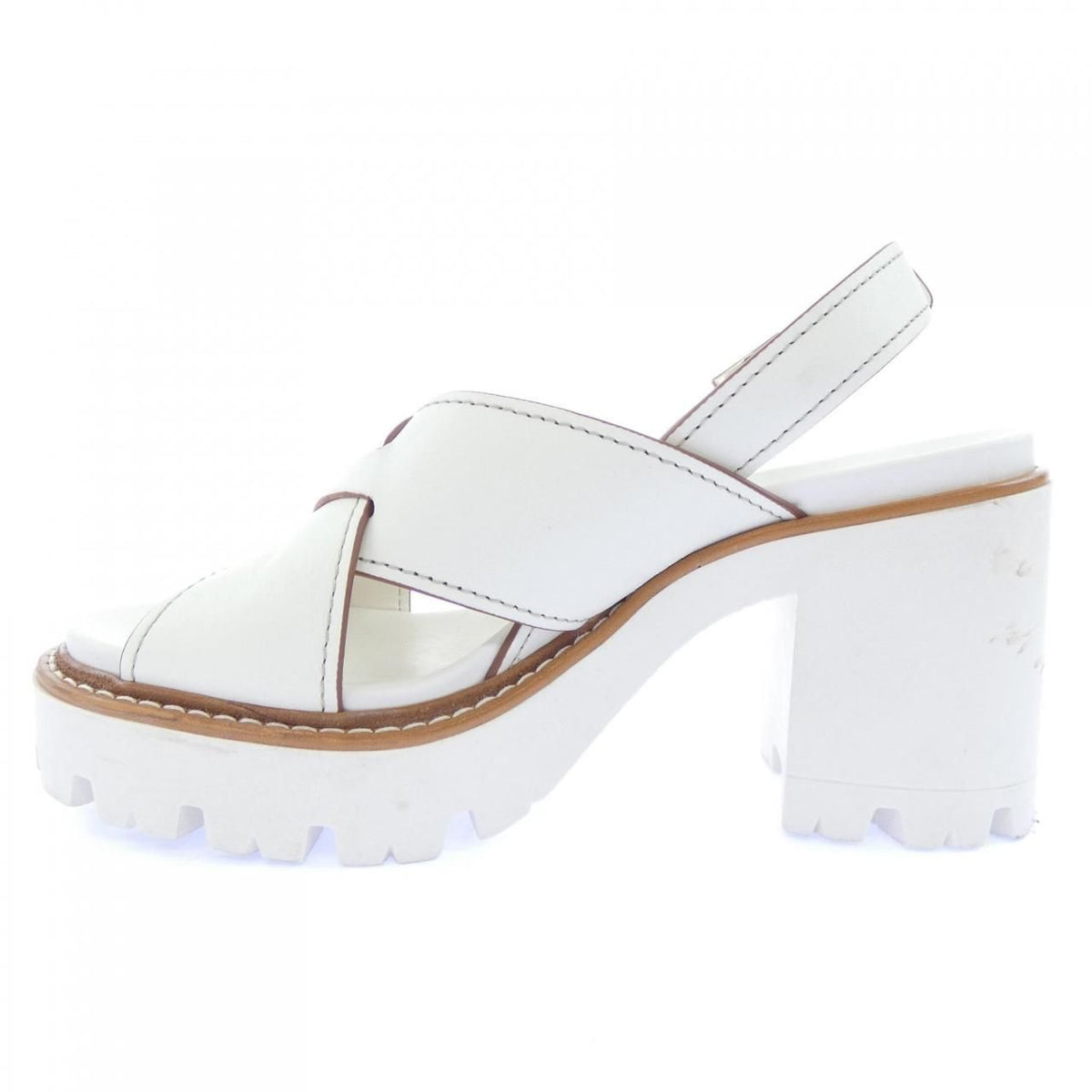 Prada Cross Leather Platform Sandals — view 2