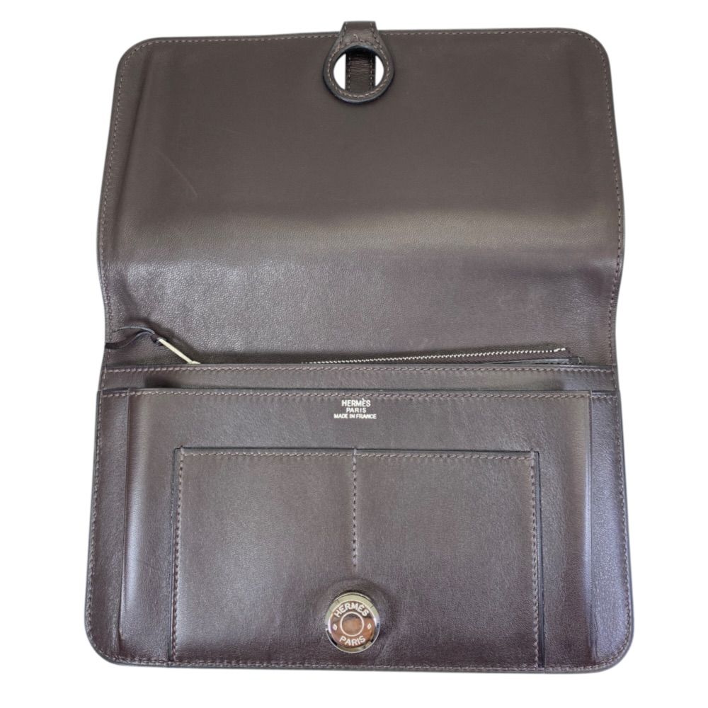 Hermes Dogon GM Duo Bifold Wallet Medium Stamp Leather Brown — view 5