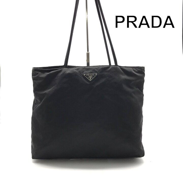 Prada Nylon Tessuto Tote Shoulder Bag Black